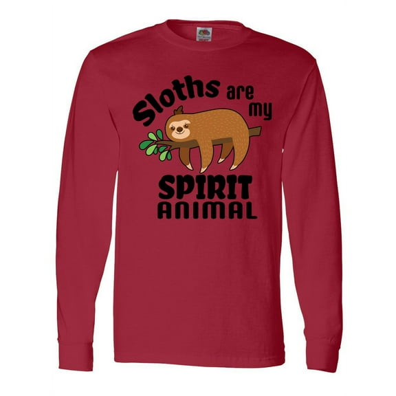 Inktastic Sloths Are My Spirit Animal with Cute Sloth Illustration Long Sleeve T-Shirt