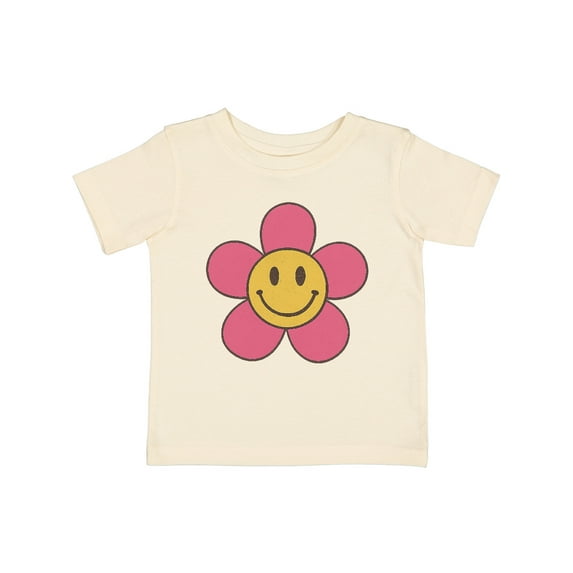 Inktastic Smiley Face Flower Cute Pink and Yellow Boys or Girls Baby T-Shirt