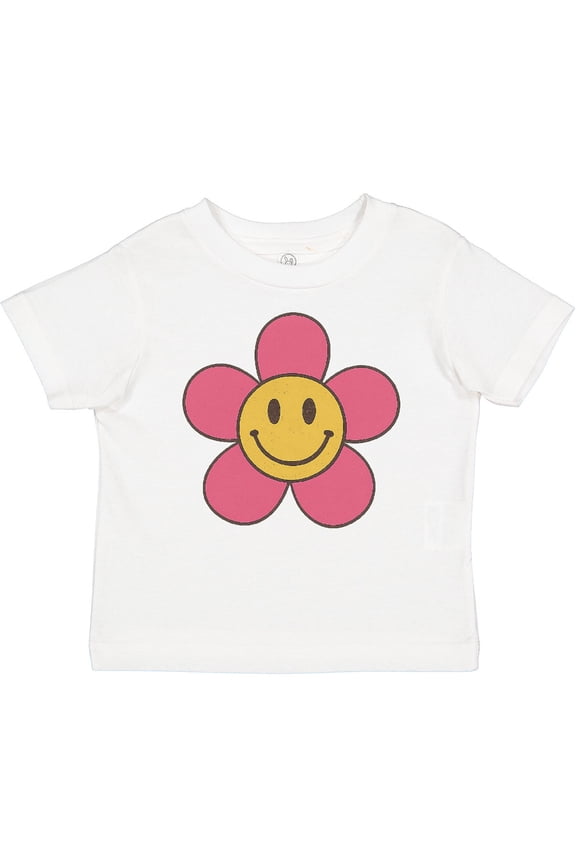 Smiley Face Flower Cute Pink and Yellow Boys or Girls Baby T-Shirt