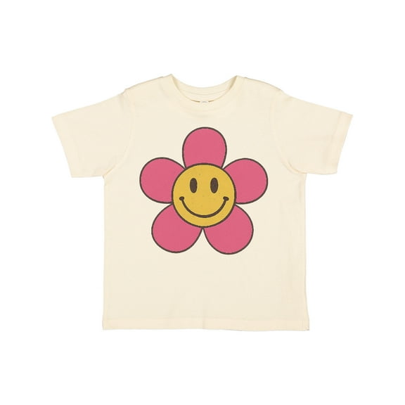 Inktastic Smiley Face Flower Cute Pink and Yellow Boys or Girls Toddler T-Shirt