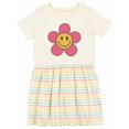 thumbnail image 1 of Inktastic Smiley Face Flower Cute Pink and Yellow Girls Toddler Dress, 1 of 5