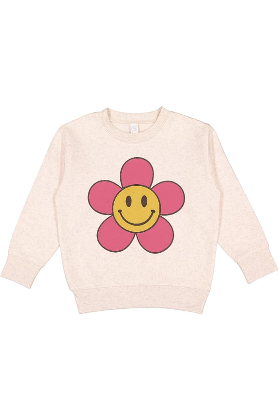 Smiley Face Flower Cute Pink and Yellow Toddler Sweatshirt