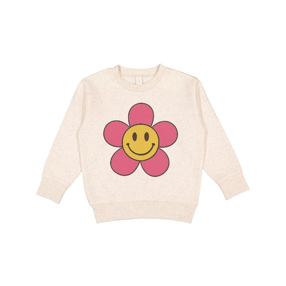 Inktastic Smiley Face Flower Cute Pink and Yellow Toddler Sweatshirt