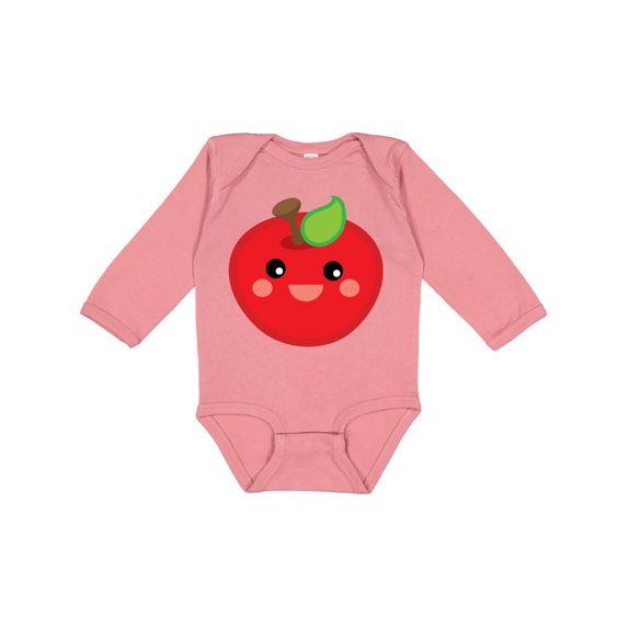Inktastic Smiling Apple Boys or Girls Long Sleeve Baby Bodysuit