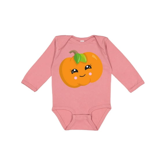 Inktastic Smiling Pumpkin, Halloween, Orange Pumpkin Boys or Girls Long Sleeve Baby Bodysuit
