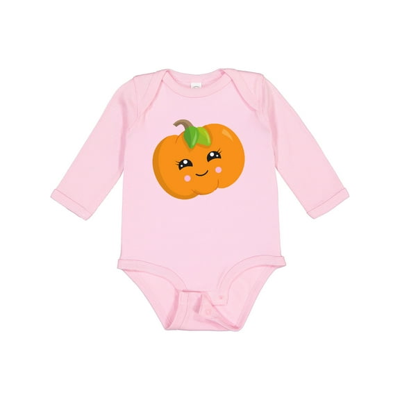 Inktastic Smiling Pumpkin, Halloween, Orange Pumpkin Boys or Girls Long Sleeve Baby Bodysuit