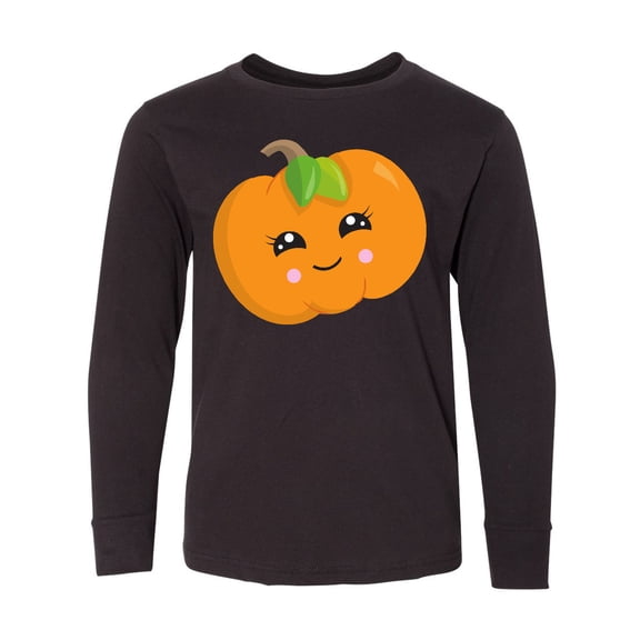 Inktastic Smiling Pumpkin, Halloween, Orange Pumpkin Long Sleeve Youth T-Shirt