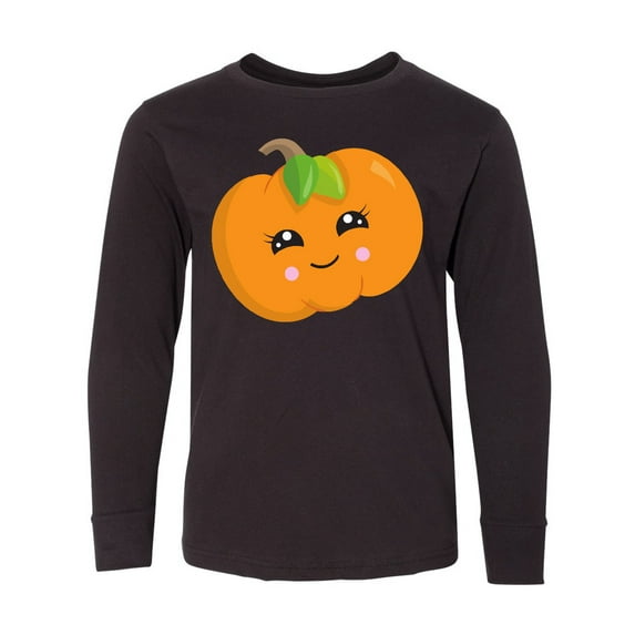 Inktastic Smiling Pumpkin, Halloween, Orange Pumpkin Long Sleeve Youth T-Shirt
