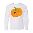 thumbnail image 1 of Inktastic Smiling Pumpkin, Halloween, Orange Pumpkin Long Sleeve Youth T-Shirt, 1 of 5