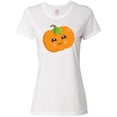 thumbnail image 1 of Inktastic Smiling Pumpkin, Halloween, Orange Pumpkin Women's T-Shirt, 1 of 5