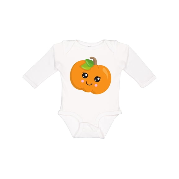 Inktastic Smiling Pumpkin, Orange Pumpkin, Halloween Boys or Girls Long Sleeve Baby Bodysuit