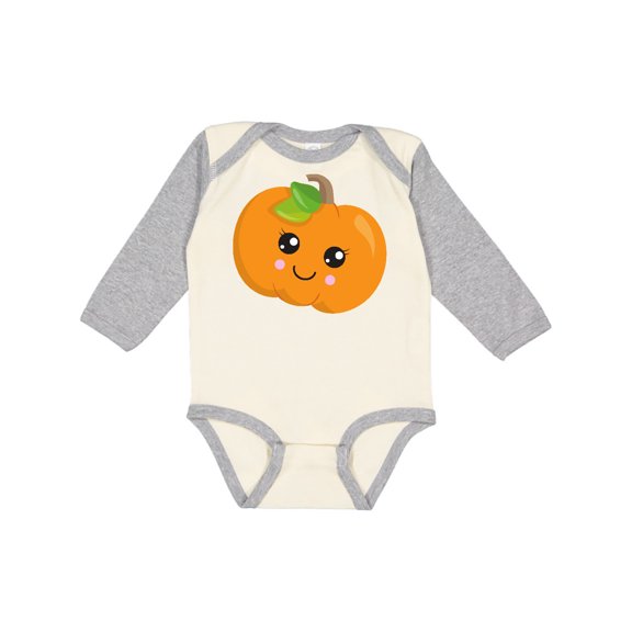Inktastic Smiling Pumpkin, Orange Pumpkin, Halloween Boys or Girls Long Sleeve Baby Bodysuit