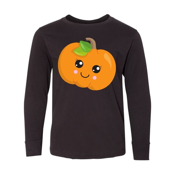 Inktastic Smiling Pumpkin, Orange Pumpkin, Halloween Long Sleeve Youth T-Shirt