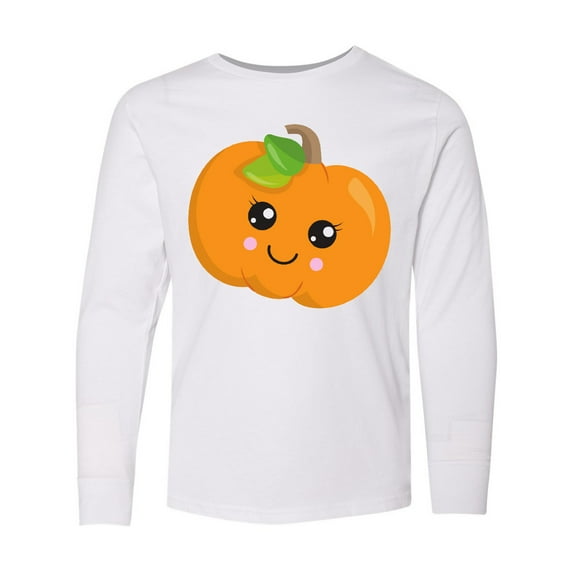 Inktastic Smiling Pumpkin, Orange Pumpkin, Halloween Long Sleeve Youth T-Shirt