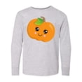 thumbnail image 1 of Inktastic Smiling Pumpkin, Orange Pumpkin, Halloween Long Sleeve Youth T-Shirt, 1 of 5