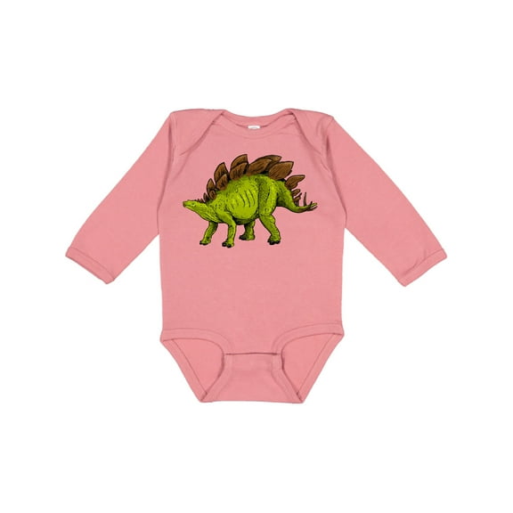 Inktastic Smiling Stegosaurus Boys or Girls Long Sleeve Baby Bodysuit