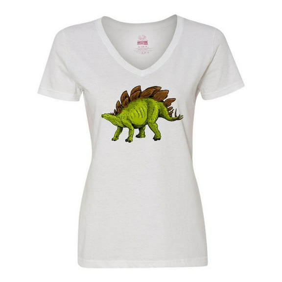 Inktastic Smiling Stegosaurus Women's V-Neck T-Shirt