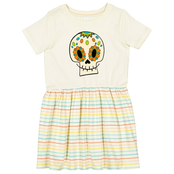 Inktastic Smiling Sugar Skull for Day of the Dead Girls Toddler Dress