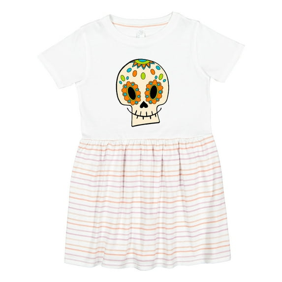 Inktastic Smiling Sugar Skull for Day of the Dead Girls Toddler Dress