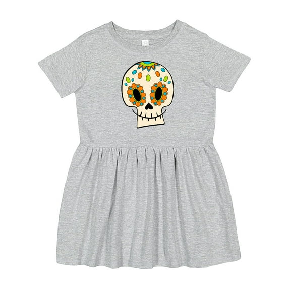 Inktastic Smiling Sugar Skull for Day of the Dead Girls Toddler Dress
