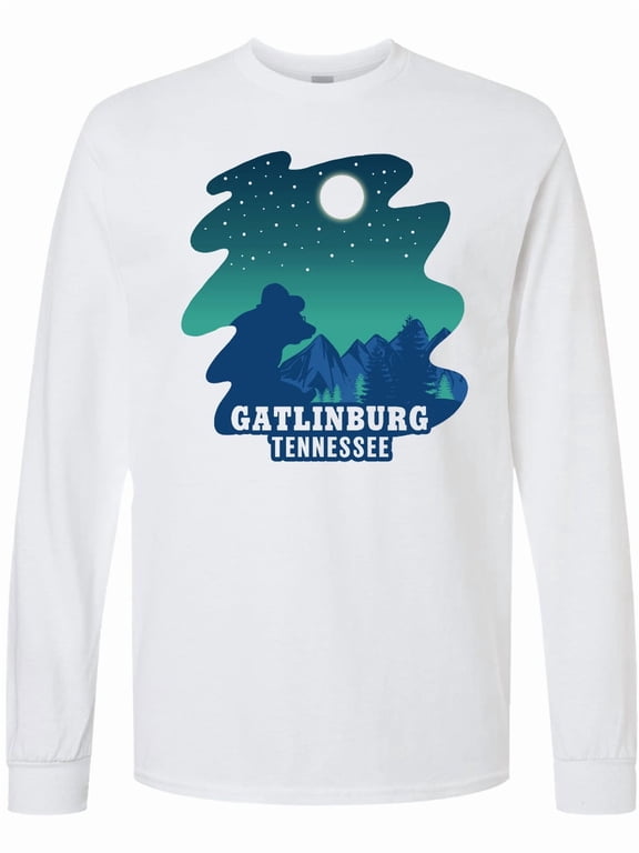 Smoky Mountains Gatlinburg Tennessee with Bear Long Sleeve T-Shirt