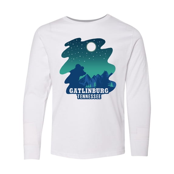 Inktastic Smoky Mountains Gatlinburg Tennessee with Bear Long Sleeve Youth T-Shirt