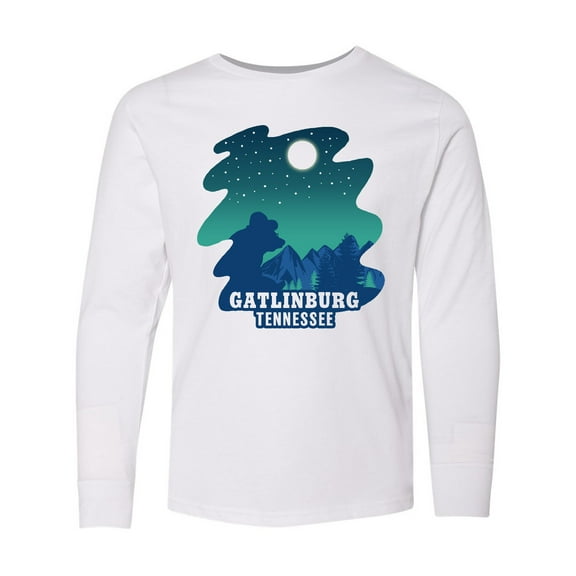 Inktastic Smoky Mountains Gatlinburg Tennessee with Bear Long Sleeve Youth T-Shirt