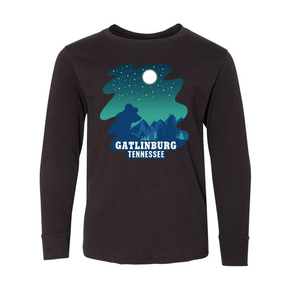 Inktastic Smoky Mountains Gatlinburg Tennessee with Bear Long Sleeve Youth T-Shirt