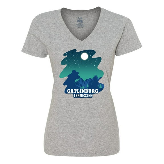 Inktastic Smoky Mountains Gatlinburg Tennessee with Bear Women's V-Neck T-Shirt