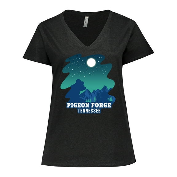 Inktastic Smoky Mountains Pigeon Forge Tennessee with Bear Women's Plus Size V-Neck T-Shirt
