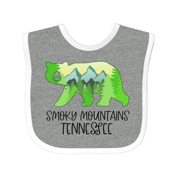 Inktastic Smoky Mountains, Tennessee Mountains and Bear Shape Boys or Girls Baby Bib