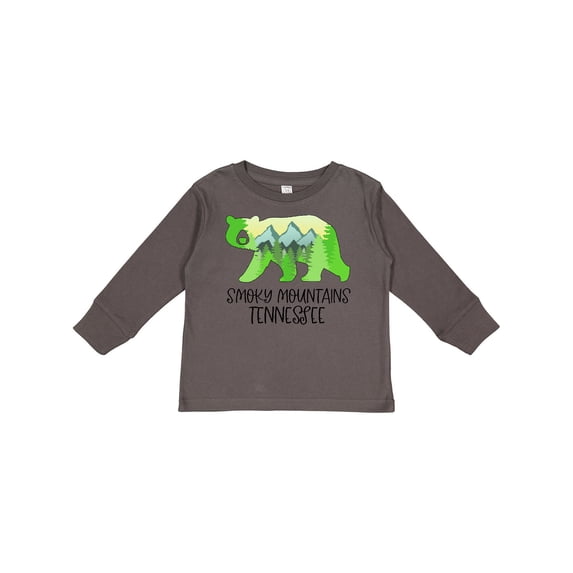 Inktastic Smoky Mountains, Tennessee Mountains and Bear Shape Boys or Girls Long Sleeve Toddler T-Shirt