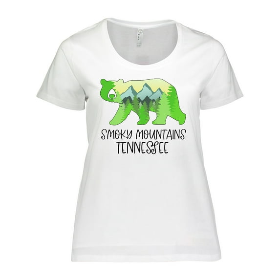 Inktastic Smoky Mountains, Tennessee- Mountains and Bear Shape Women's Plus Size T-Shirt