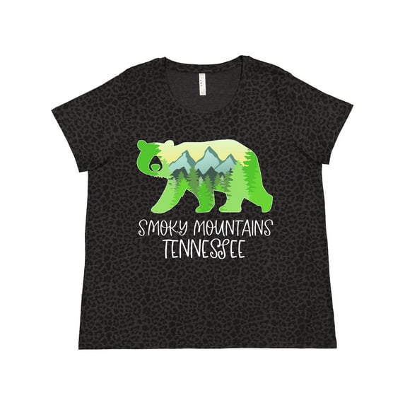 Inktastic Smoky Mountains, Tennessee- Mountains and Bear Shape Women's Plus Size T-Shirt
