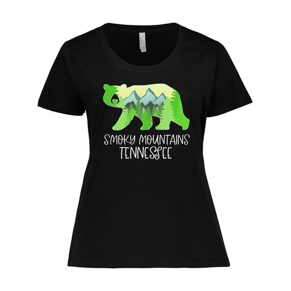 Inktastic Smoky Mountains, Tennessee- Mountains and Bear Shape Women's Plus Size T-Shirt