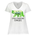 thumbnail image 1 of Inktastic Smoky Mountains, Tennessee- Mountains and Bear Shape Women's Plus Size V-Neck T-Shirt, 1 of 5