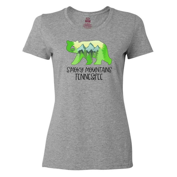Inktastic Smoky Mountains, Tennessee- Mountains and Bear Shape Women's T-Shirt
