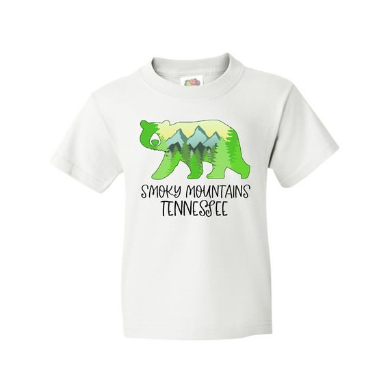 Inktastic Smoky Mountains, Tennessee- Mountains and Bear Shape Youth T-Shirt