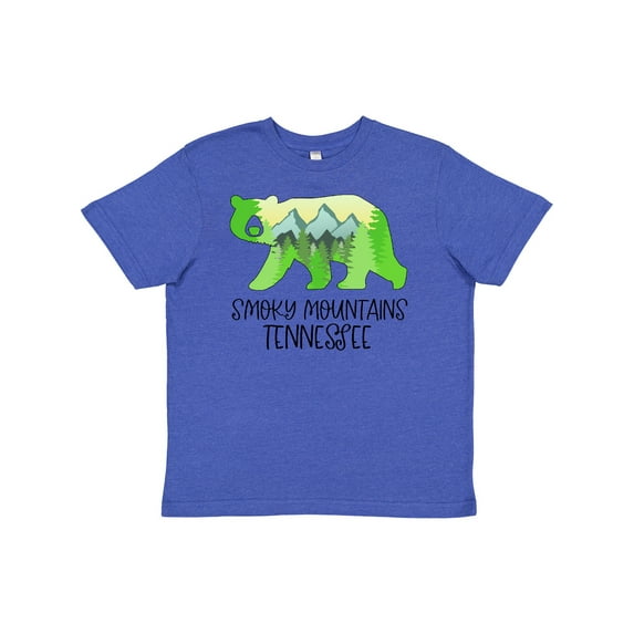 Inktastic Smoky Mountains, Tennessee- Mountains and Bear Shape Youth T-Shirt