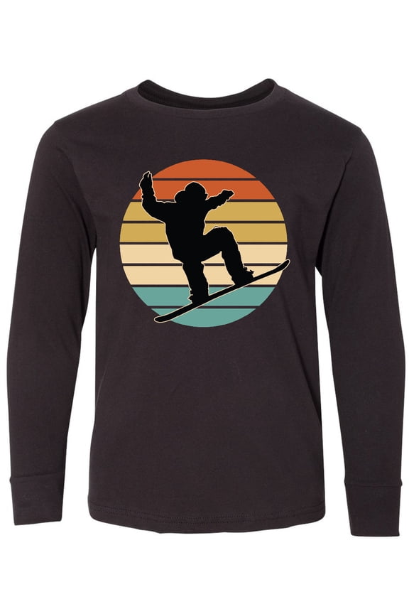 Snowboarding Retro Sunset Snowboard Long Sleeve Youth T-Shirt