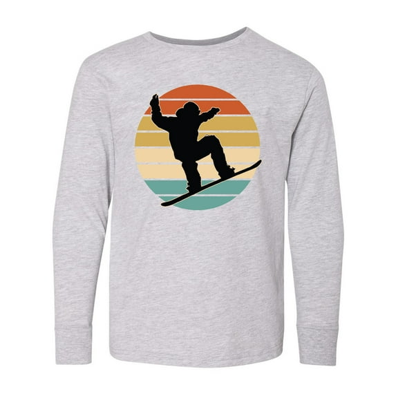 Inktastic Snowboarding Retro Sunset Snowboard Long Sleeve Youth T-Shirt