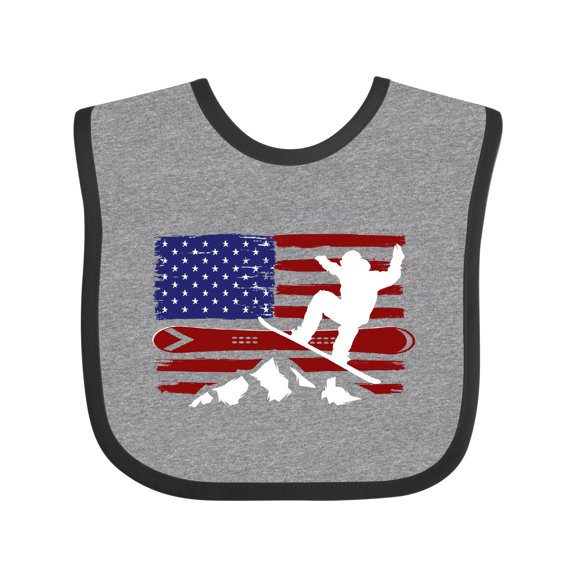 Inktastic Snowboarding US Flag Boys or Girls Baby Bib