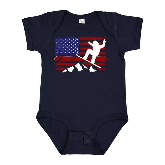 Inktastic Snowboarding US Flag Boys or Girls Baby Bodysuit