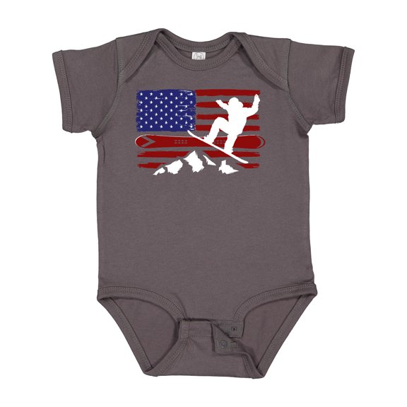 Inktastic Snowboarding US Flag Boys or Girls Baby Bodysuit