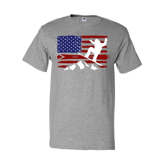 Inktastic Snowboarding US Flag T-Shirt