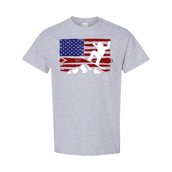 Inktastic Snowboarding Us Flag T-Shirt