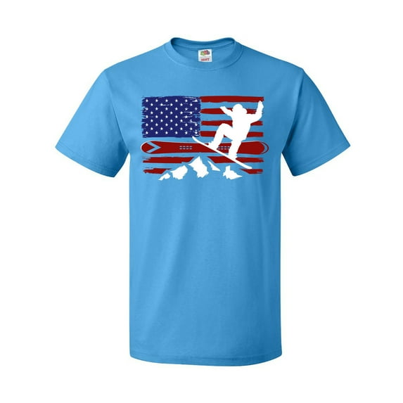 Inktastic Snowboarding US Flag T-Shirt
