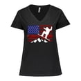 thumbnail image 1 of Inktastic Snowboarding US Flag Women's Plus Size V-Neck T-Shirt, 1 of 5