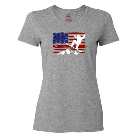 Inktastic Snowboarding US Flag Women's T-Shirt