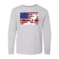 thumbnail image 1 of Inktastic Snowboarding Us Flag Long Sleeve Youth T-Shirt, 1 of 5